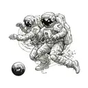 astronaut running a marathon runner surrounded tattoo design idea