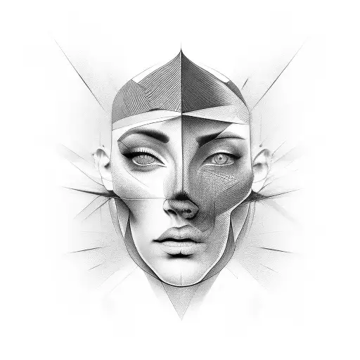 3 faces just lines tattoo design idea
