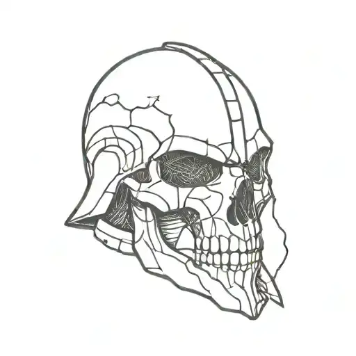 gladiator helmet skull cracked skull tattoo design idea