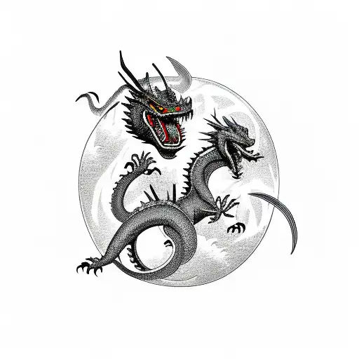 Samurai battling a dragon tattoo design idea