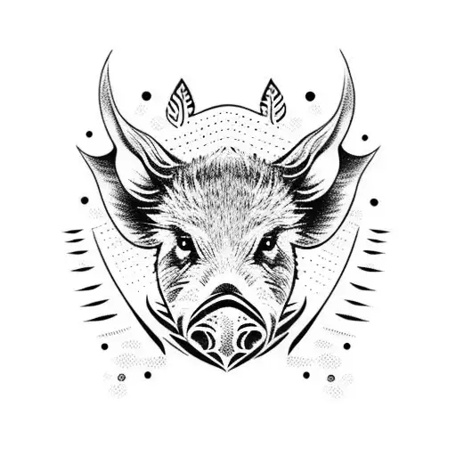 wild boar tattoo design idea