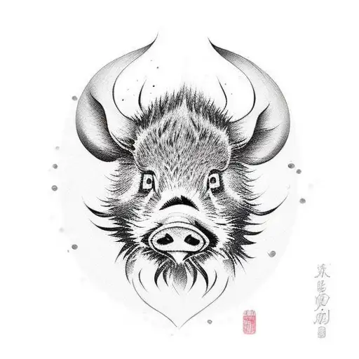 wild boar tattoo design idea