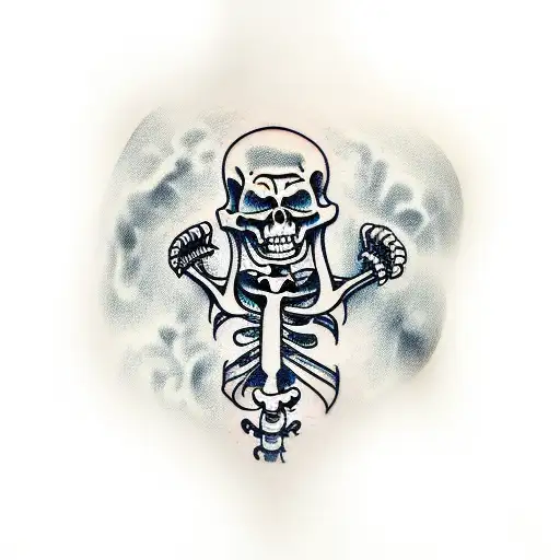 headstone with skeleton hand tattoo design idea