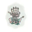 headstone with skeleton hand tattoo design idea