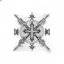 with Seven cross, Two heart, Ace of spades, Ace of diamonds, Ace of clubs tattoo design idea