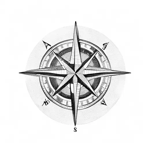 A beautiful blackwork tattoo of a compass rose with the coordinates of a significant place on the inner wrist. tattoo design idea