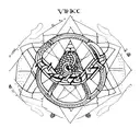 Triangle vikings talisman surrounded with snakes  tattoo design idea
