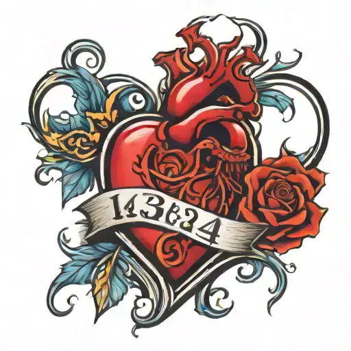 the number 143 inside a heart design  tattoo design idea