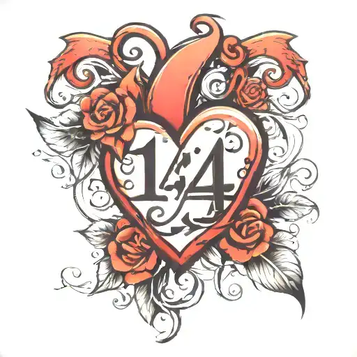 the number 143 inside a heart shape tattoo design idea