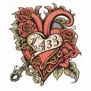 the number 143 inside a heart shape tattoo design idea