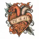 the number 143 inside a heart shape tattoo design idea