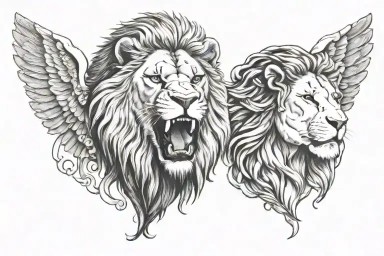 Yahweh and lion head tattoo design idea