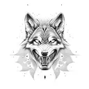 snarling drooling Wolf tattoo design idea