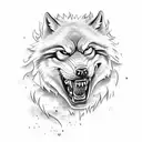 snarling drooling Wolf tattoo design idea