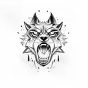 snarling drooling Wolf tattoo design idea