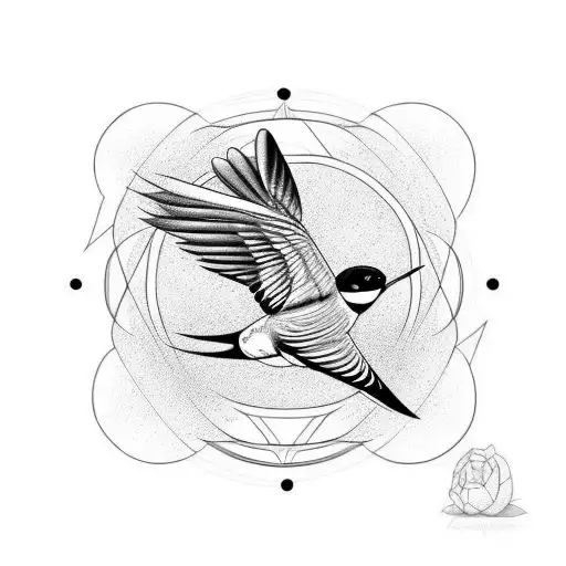 Swallow Bird on circle tattoo design idea