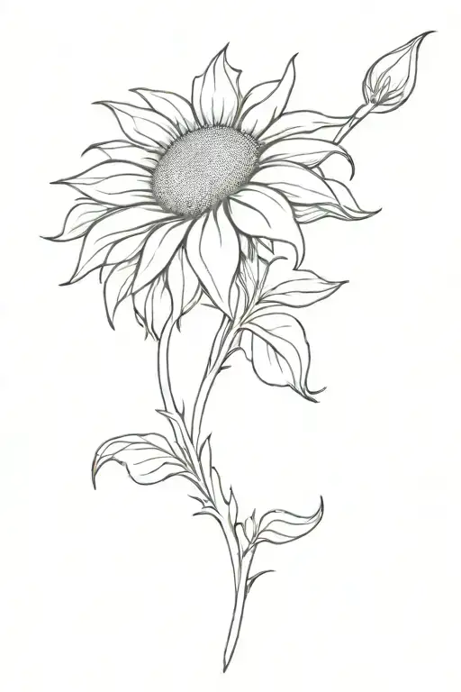 spine sunflower tattoo design idea