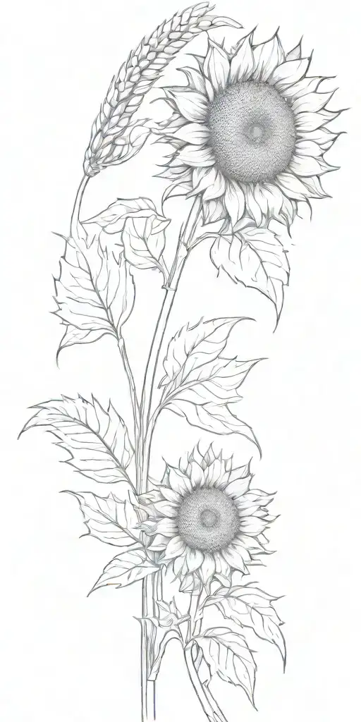 wheat sunflower  tattoo design idea