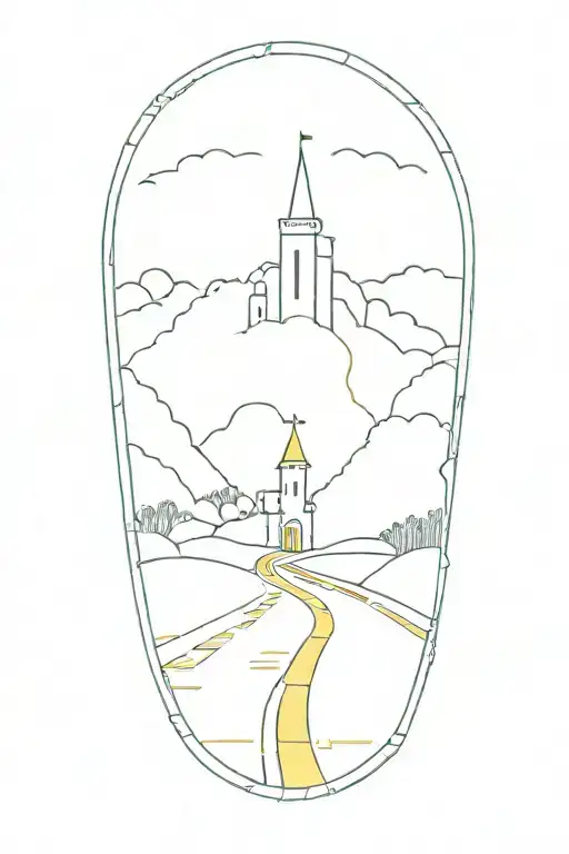 yellow brick road tattoo design idea