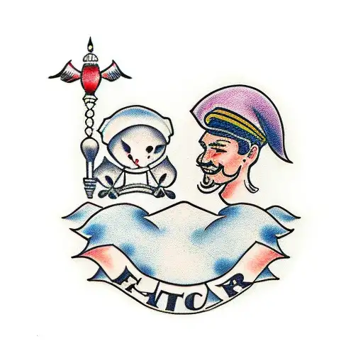 father and daughter tattoo design idea