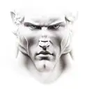 David Michelangelo face with a rhomus as a background  tattoo design idea