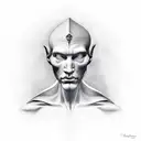 David Michelangelo face with a rhomus as a background  tattoo design idea