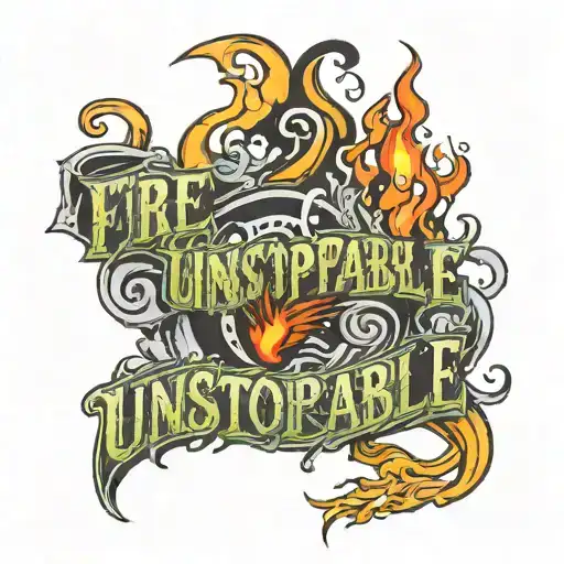 Fire with Text saying Unstoppable   tattoo design idea