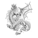 Dragon battleing a wolf tattoo design idea