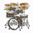 dubble base drum set tattoo design idea