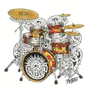 dubble base drum set tattoo design idea