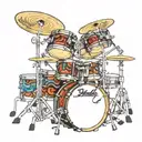 dubble base drum set tattoo design idea