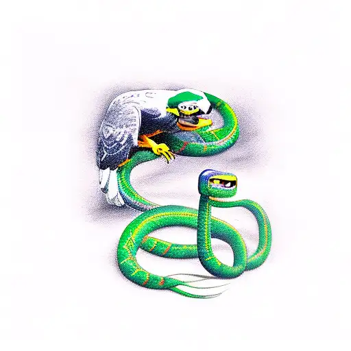anaconda  with bald eagle and minion tattoo design idea
