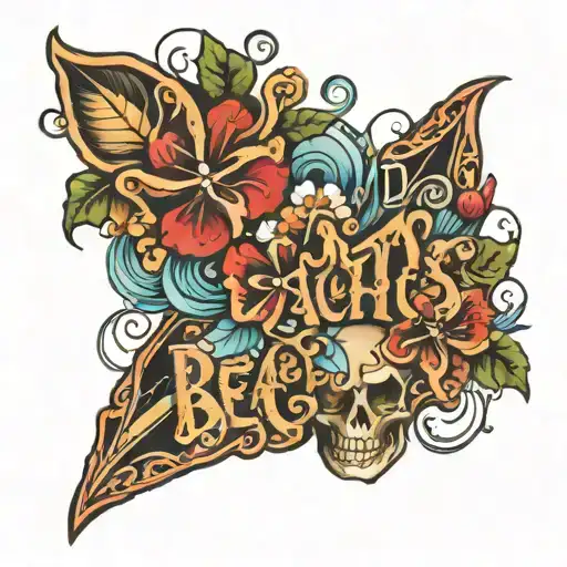 words beach whores tattoo design idea