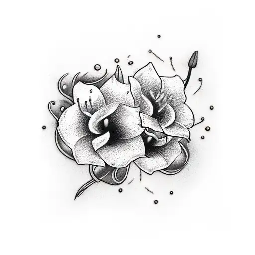 the word "Kinsley" with water lillys and fireworks  tattoo design idea