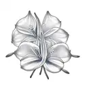 the word "Kinsley" with water lillys and fireworks  tattoo design idea