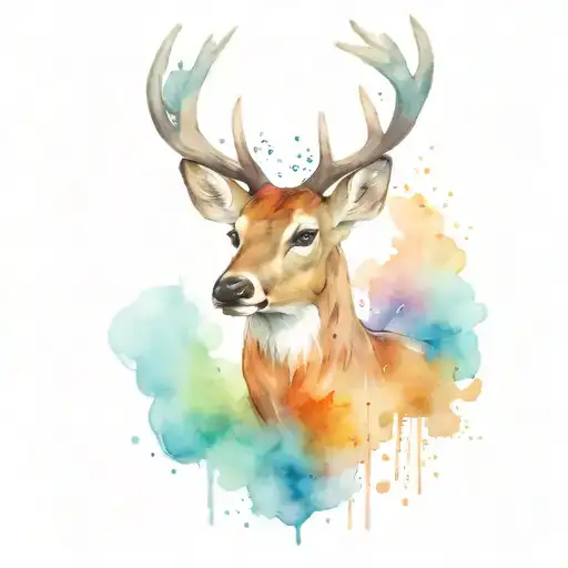male deer head tattoo design idea