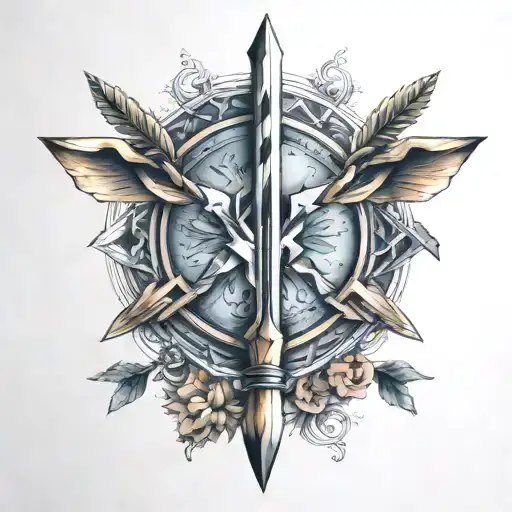 bow and three arrow tattoo design idea