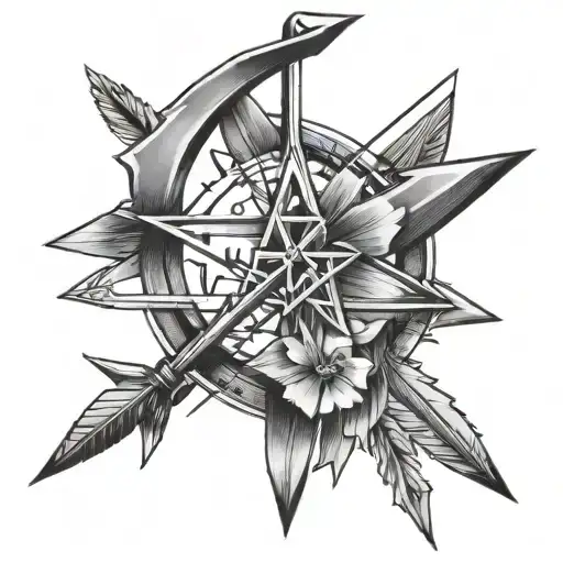 bow and three arrow tattoo design idea