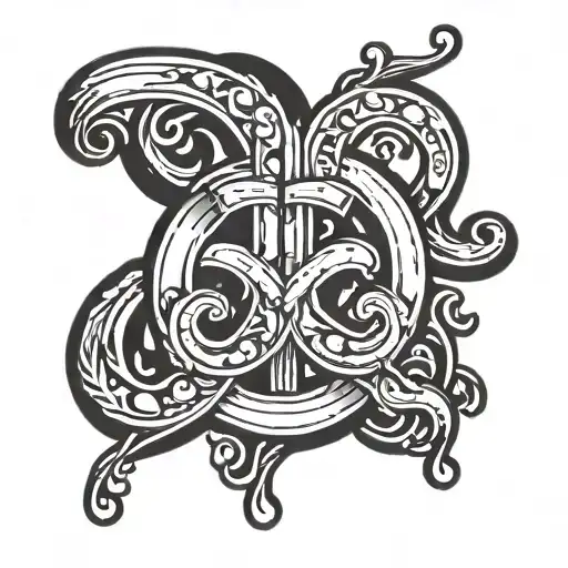 A dollar sign intertwined with a water droplet tattoo design idea