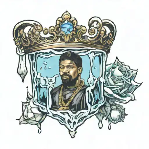 ice cube with water from it melting with tiara on top  tattoo design idea