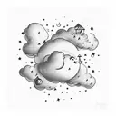 A cloud with stars raining down money tattoo design idea