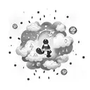 A cloud with stars raining down money tattoo design idea
