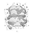 A cloud with stars raining down money tattoo design idea