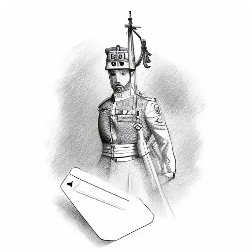 a British soldier who likes to gamble with roulette or cards tattoo design idea