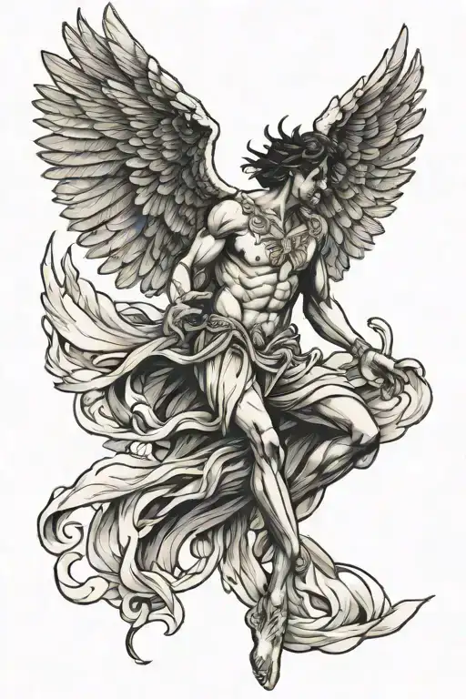 icarus falling angel tattoo design idea