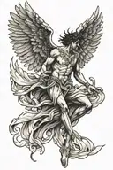 icarus falling angel tattoo design idea