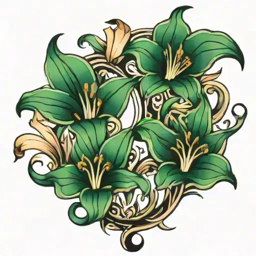 semi colon lilies intertwined tattoo design idea