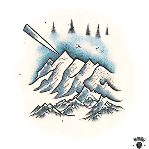 mountain scene representing miscarriage tattoo design idea