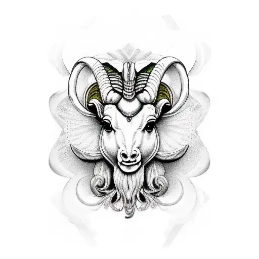 Virgo maiden with Aries ram  tattoo design idea