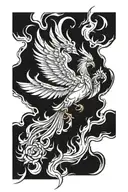 Phoenix rising from flames tattoo design idea